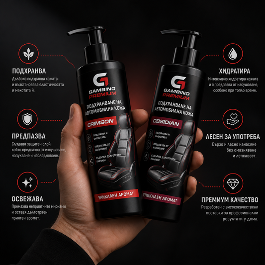Gambino Premium – Подхранване за автомобилна кожа с парфюмен аромат
